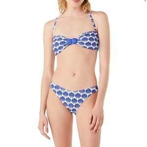 Kate Spade Shell Print Sweetheart Bandeau Bra Top High Leg Cheeky Bottom Bikini